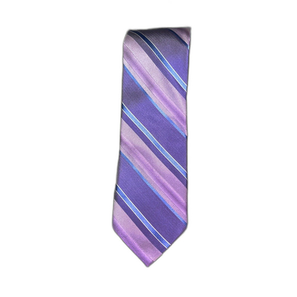Van Heusen Silk Tie Purple Striped Mens Necktie - Picture 1 of 4
